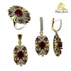 Gümüş Otantik Taşlı Set